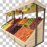 فایل لایه باز غرفه میوه فروشی با پس زمینه شفاف جدا شده