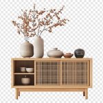 فایل لایه باز کنسول چوبی شیک با گلدان های سفالی و گل های خشک فایل لایه باز کنسول چوبی شیک با گلدان های سفالی و گل های خشک