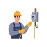 وکتور برقکار در حال تعمیر تابلو برق وکتور برقکار در حال تعمیر تابلو برق