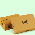 فایل لایه باز جعبه های مقوایی قهوه ای با برچسب سمت B C