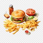 فایل لایه باز ساندویچ همراه با سیب زمینی و سس فایل لایه باز ساندویچ همراه با سیب زمینی و سس