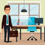 وکتور مردکارمند در دفتر کار وکتور مردکارمند در دفتر کار