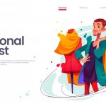وکتور صفحه فرود استایلیست شخصی سبک کارتون وکتور صفحه فرود استایلیست شخصی سبک کارتون