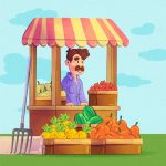 وکتور تصویر بازار کشاورزان طراخی آبرنگی