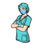 وکتور پرستار خانم با لباس و ماسک مخصوص وکتور پرستار خانم با لباس و ماسک مخصوص