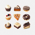 فایل لایه باز مجموعه کیک و شیرینی های شکلاتی فایل لایه باز مجموعه کیک و شیرینی های شکلاتی