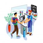 وکتور باریستا در حال تحویل سفارش