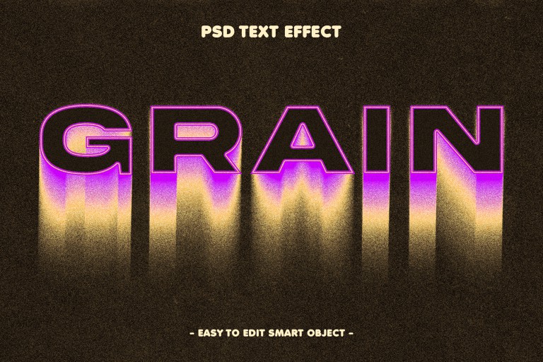 فایل لایه باز افکت متن GRAIN