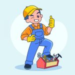 وکتور کاراکتر کارتونی مرد تعمیرکار وکتور کاراکتر کارتونی مرد تعمیرکار
