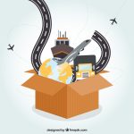 آیکون باکس کارتن با مفهوم سفر و مهاجرت آیکون باکس کارتن با مفهوم سفر و مهاجرت