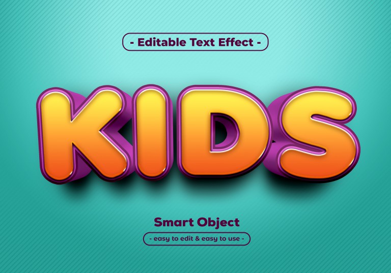 فایل لایه باز افکت متن KIDS