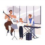 وکتور شخصیت کارتونی گروه موسیقی درحال اجرای زنده وکتور شخصیت کارتونی گروه موسیقی درحال اجرای زنده