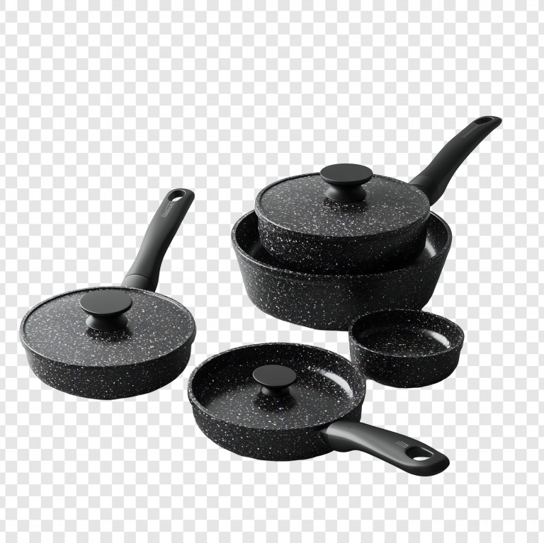 فایل لایه باز ست ماهیتابه نچسب مشکی ظروف آشپزخانه