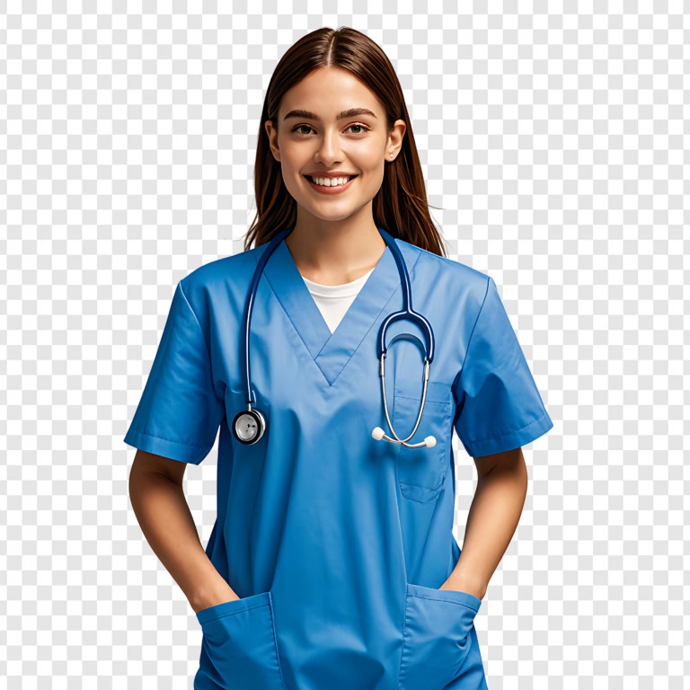 فایل لایه باز پرستار زن درحال لبخند زدن