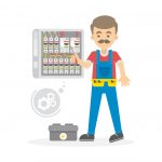 وکتور کاراکتر برق کار مرد با ابزار تعمیرات وکتور کاراکتر برق کار مرد با ابزار تعمیرات