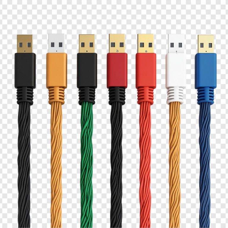 فایل لایه باز کابل‌ های USB رنگارنگ