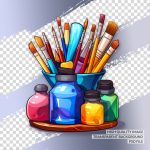 فایل لایه باز تصویر سه بعدی قلم مو های مختلف با رنگ فایل لایه باز تصویر سه بعدی قلم مو های مختلف با رنگ