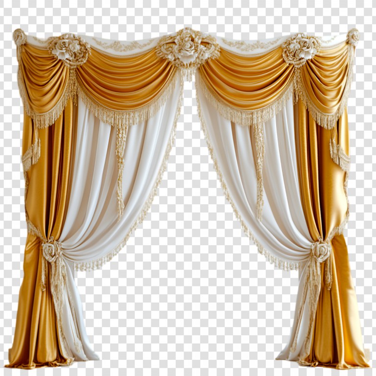فایل لایه باز پرده کتیبه ای طلایی و سفید
