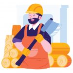 وکتور تصویرسازی شخصیت نجار با لباس کار وکتور تصویرسازی شخصیت نجار با لباس کار