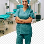 فایل لایه باز خانم پرستار درحال لبخند زدن به دوربین