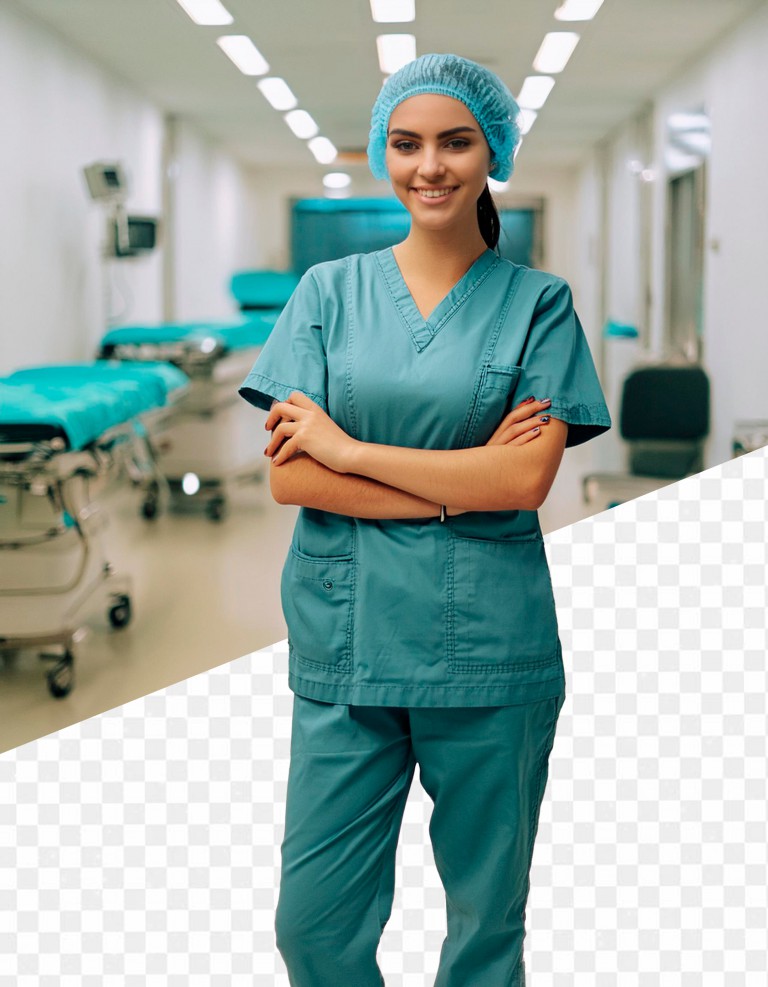 فایل لایه باز خانم پرستار درحال لبخند زدن به دوربین