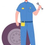 وکتور شخصیت کارتونی مکانیک خودرو