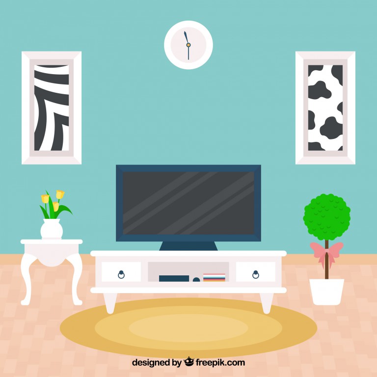 وکتور اتاق نشیمن با طراحی تخت تلویزیون فوق العاده