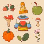 وکتور استیکر عناصر مختلف با رنگ های شاد
