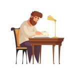 وکتور شخصیت کارتونی مرد درحال مطالعه کتاب