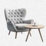 فایل لایه باز مبل تک نفره خاکستری با میز عسلی
