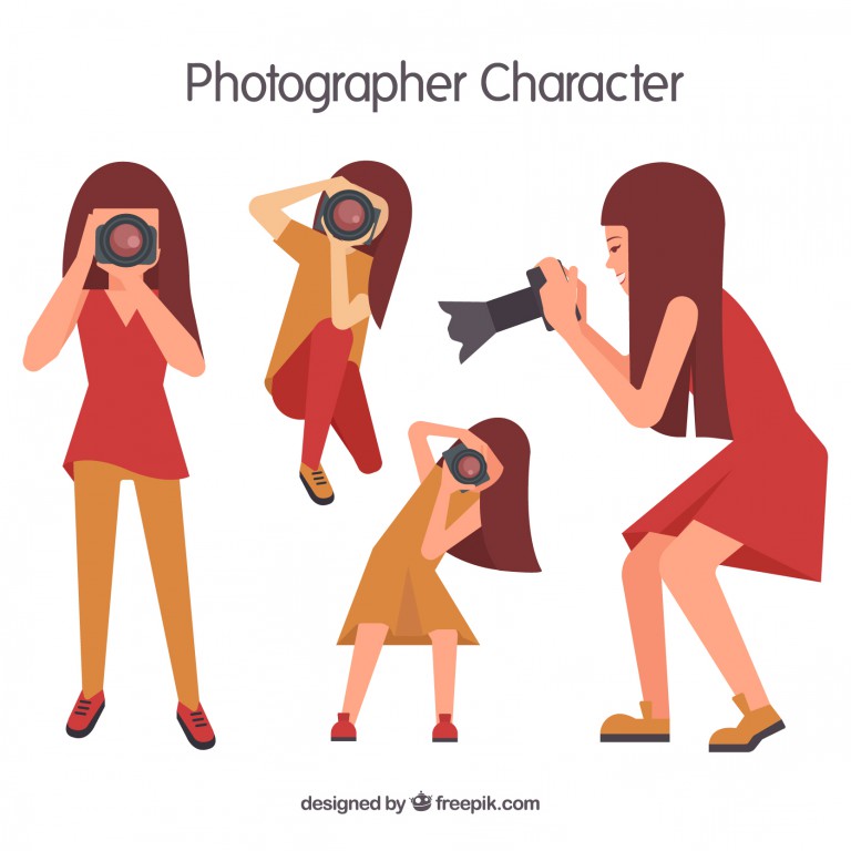 وکتور تصویر دختر در حال عکاسی