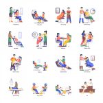 وکتور مجموعه تصاویر مختلف افرادی که کارهای متفاوتی انجام می دهند وکتور مجموعه تصاویر مختلف افرادی که کارهای متفاوتی انجام می دهند