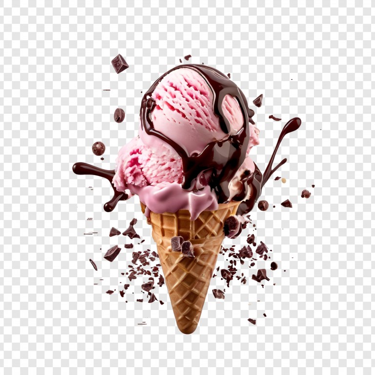 فایل لایه باز بستنی قیفی خوشمزه با سس شکلاتی