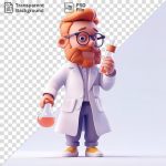 فایل لایه باز کارتونی تصویر دانشمند با لوله آزمایش فایل لایه باز کارتونی تصویر دانشمند با لوله آزمایش