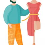 وکتور خیاط درحال الگو سازی روی مانکن