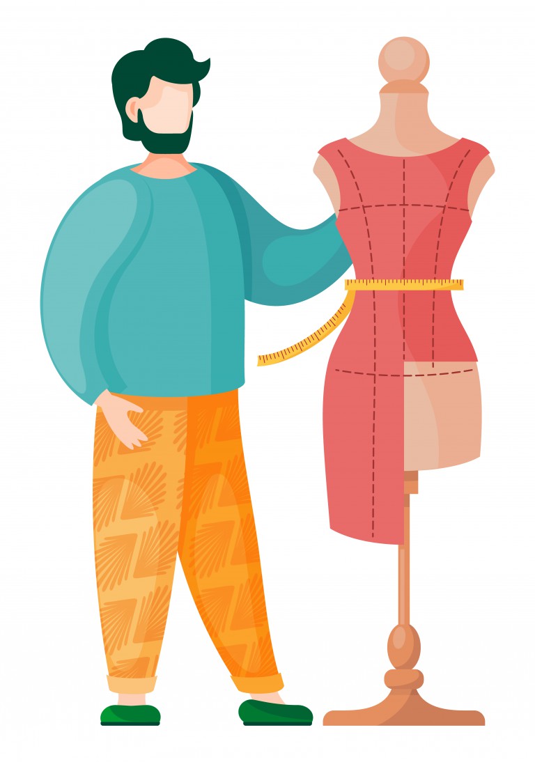 وکتور خیاط درحال الگو سازی روی مانکن