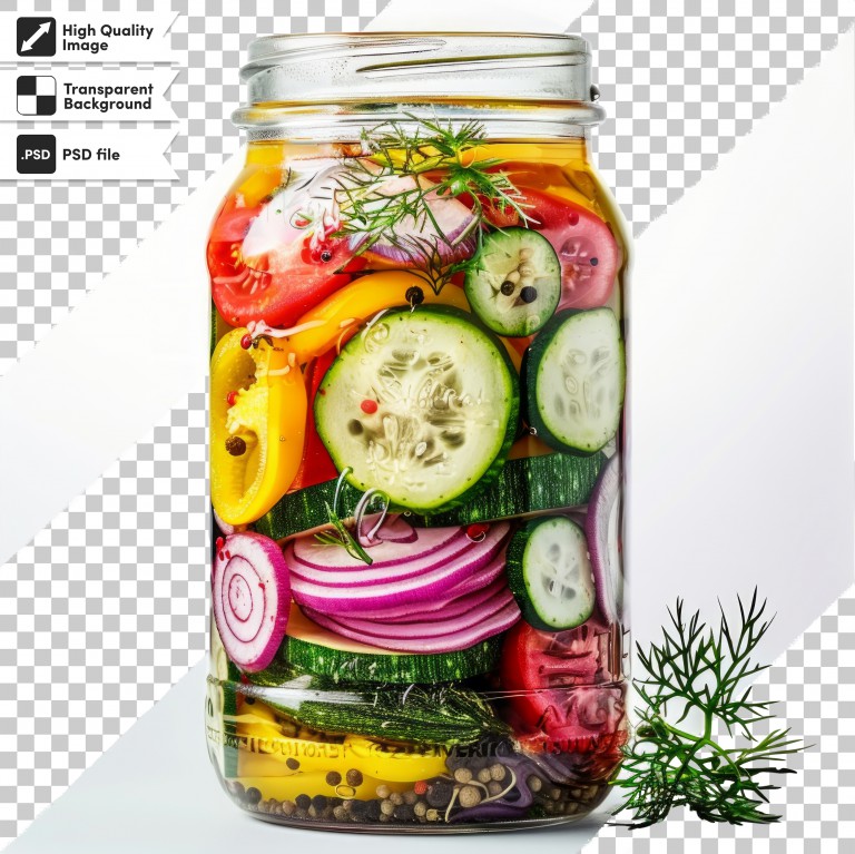 فایل لایه باز شیشه ای پراز سبزیجات رنگارنگ