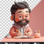 فایل لایه باز کاراکتر کارتونی مرد درحال یادداشت کردن متن فایل لایه باز کاراکتر کارتونی مرد درحال یادداشت کردن متن