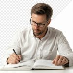 فایل لایه باز مرد درحال یادداشت کردن متن در دفتر فایل لایه باز مرد درحال یادداشت کردن متن در دفتر