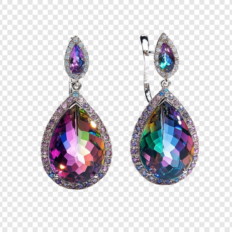 فایل لایه باز گوشواره اشکی رنگین کمانی