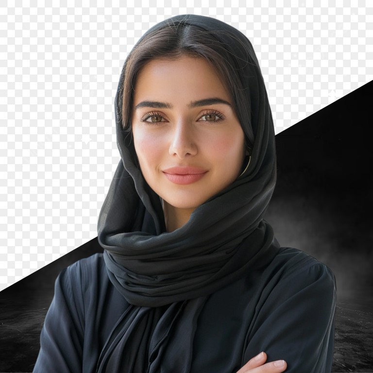 فایل لایه باز تصویر خانم جوان با روسری