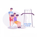 وکتور ورزش کردن به کمک مربی باشگاه