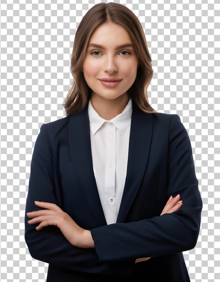 فایل لایه باز پرتره خانم با کت مشکی