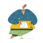 وکتور تصویر کاراکتر زن در حال نوشتن وکتور تصویر کاراکتر زن در حال نوشتن