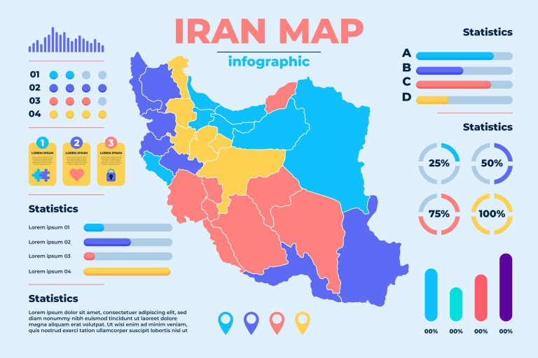 وکتور تصویر اینفوگرافیک نقشه ایران