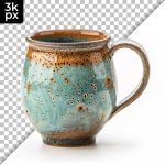 فایل لایه باز فنجان قهوه ای آبی لعابی قدیمی فایل لایه باز فنجان قهوه ای آبی لعابی قدیمی