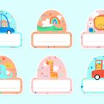 وکتور تصویر استیکر اسم با حیوانات کارتونی وکتور تصویر استیکر اسم با حیوانات کارتونی