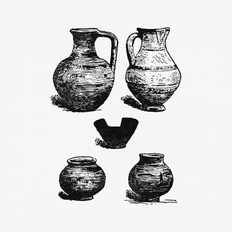 وکتور کوزه و گلدان سفالی