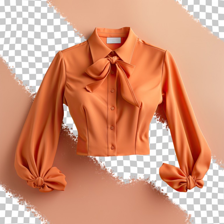 فایل لایه باز شومیز دخترانه نارنجی با یقه پاپیونی