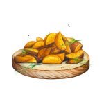 وکتور کارتونی سیب زمینی تنوری با سبزی وکتور کارتونی سیب زمینی تنوری با سبزی